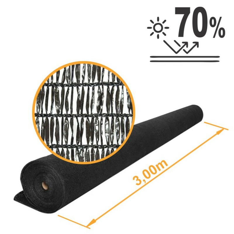 Tela Sombreamento Ráfia/Raschel 70% Preta - 3x50m Tela Sombreamento Ráfia/Raschel 70% Preta - 3x50m