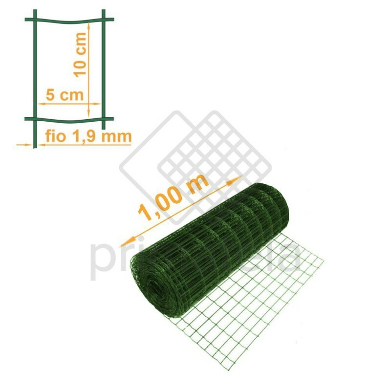 Tela Soldada Tellacor PVC Verde Malha 10x5cm Fio 2,5mm Alt. 1,00m MORLAN - PREÇO POR METRO