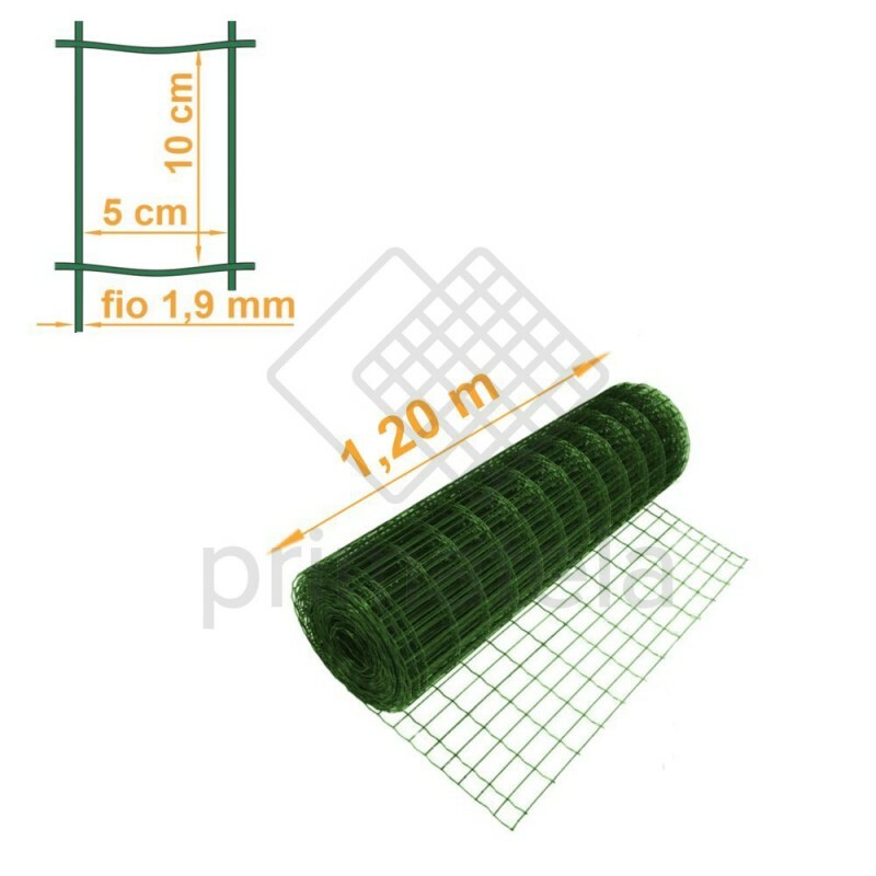 Tela Soldada Tellacor PVC Verde Malha 10x5cm Fio 2,5mm Alt. 1,20m MORLAN - PREÇO POR METRO
