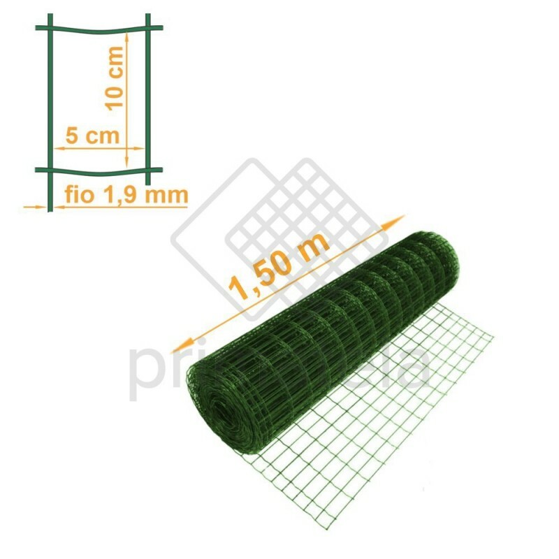 Tela Soldada Tellacor PVC Verde Malha 10x5cm Fio 2,5mm Alt. 1,50m MORLAN - PREÇO POR METRO