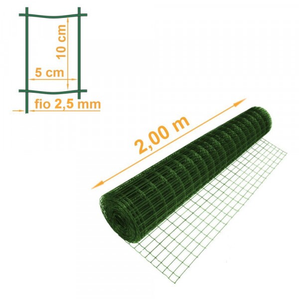 Tela Soldada Tellacor PVC Verde Malha 10x5cm Fio 2,5mm MORLAN - 2,00x9,00m Tela Soldada Tellacor PVC Verde Malha 10x5cm Fio 2,5mm MORLAN - 2,00x9,00m