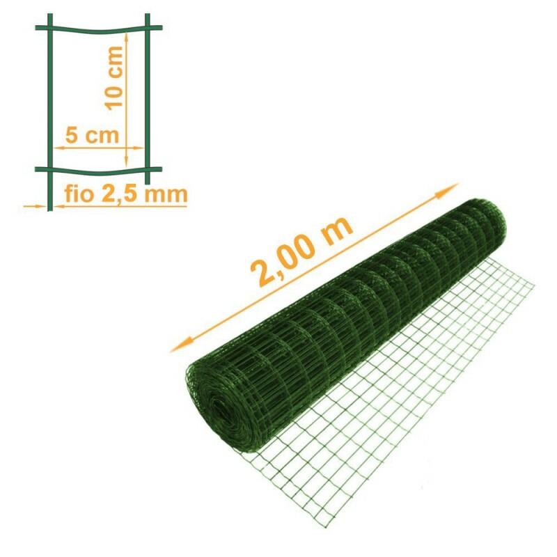 Tela Soldada Tellacor PVC Verde Malha 10x5cm Fio 2,5mm MORLAN - 2,00x9,00m Tela Soldada Tellacor PVC Verde Malha 10x5cm Fio 2,5mm MORLAN - 2,00x9,00m