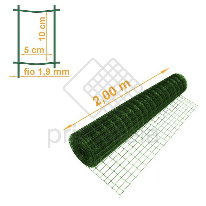 Tela Soldada Tellacor PVC Verde Malha 10x5cm Fio 2,5mm Alt. 2,00m MORLAN - PREÇO POR METRO