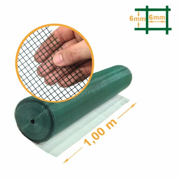 Tela Soldada Revestida PVC Verde Malha 1/4" (6,3mm) - 1,00x10m