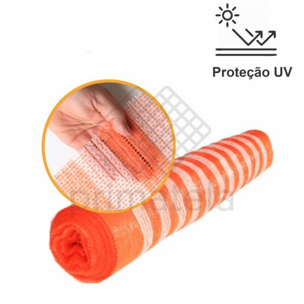 Tela Tapume Reforçada 65 g/m² Laranja e Branca - Altura 1,20m - PREÇO POR METRO