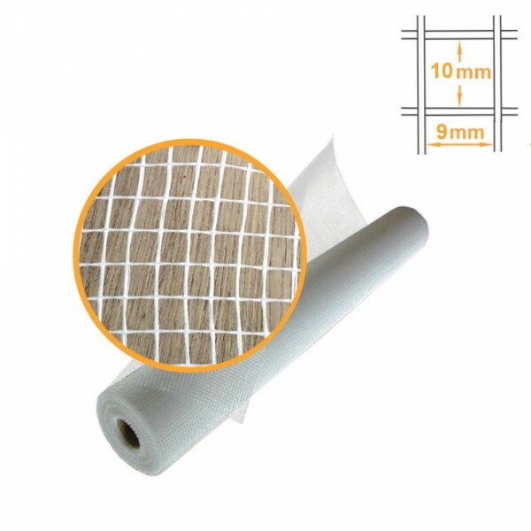 Tela Fibra de Vidro Alvenaria Estuque Branca (110g/m2) Malha 9x10mm - 1,00x50m